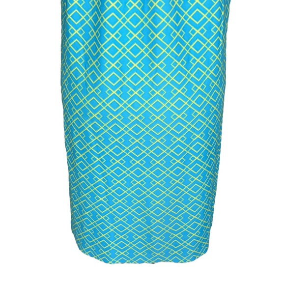 Jude Connally Juliet Aqua Blue Yellow Trellis Trio Printed Tunic Mini Dress - L - Picture 7 of 11
